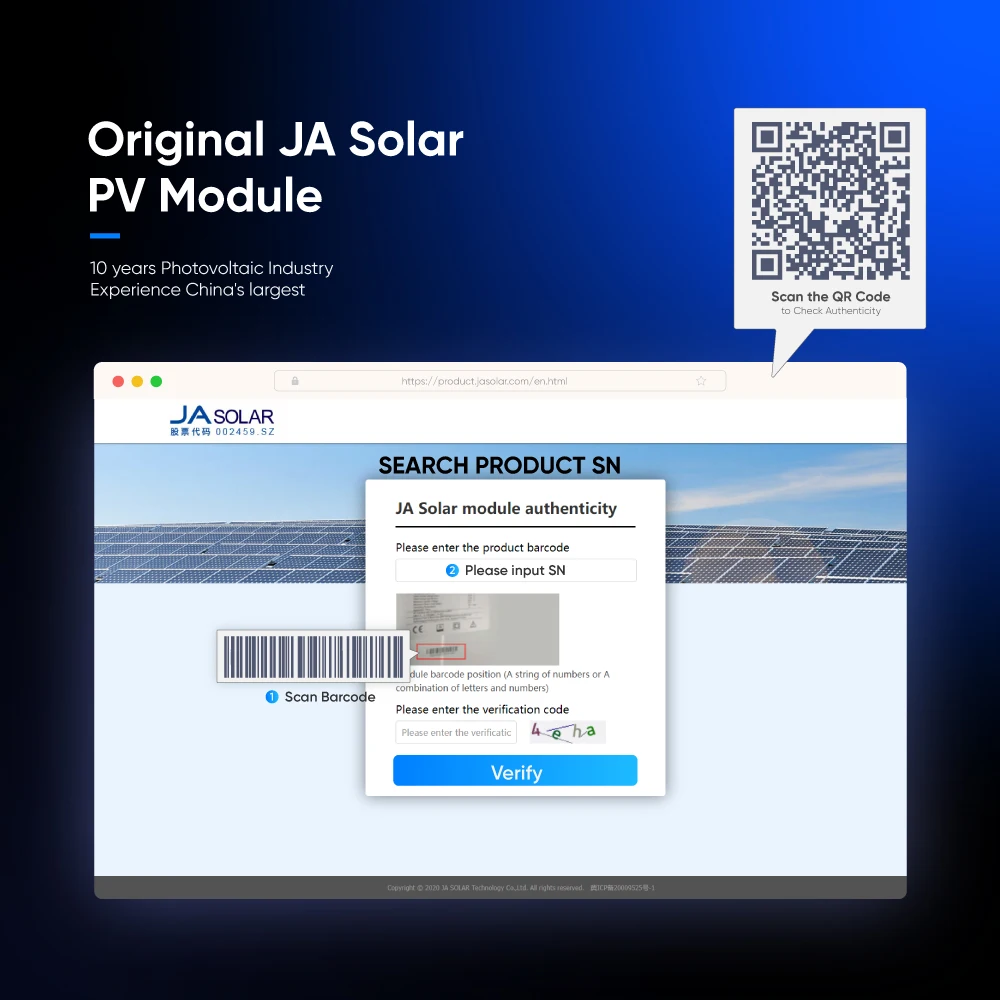 JA Industrial N Type Solar Panels 550W 555Watt 560Watt Monocrystalline Bifacial Solar Modules