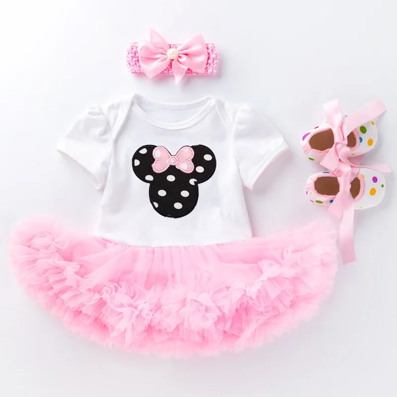 Baby clothes newborn girls 0 to 6 headband party dresses suits cartoon birthday infant clothes