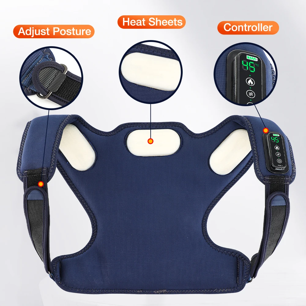 Intelligent Heating Vibration Neck Shoulder Massage Belt Electric Posture Corrector Back Support Massager