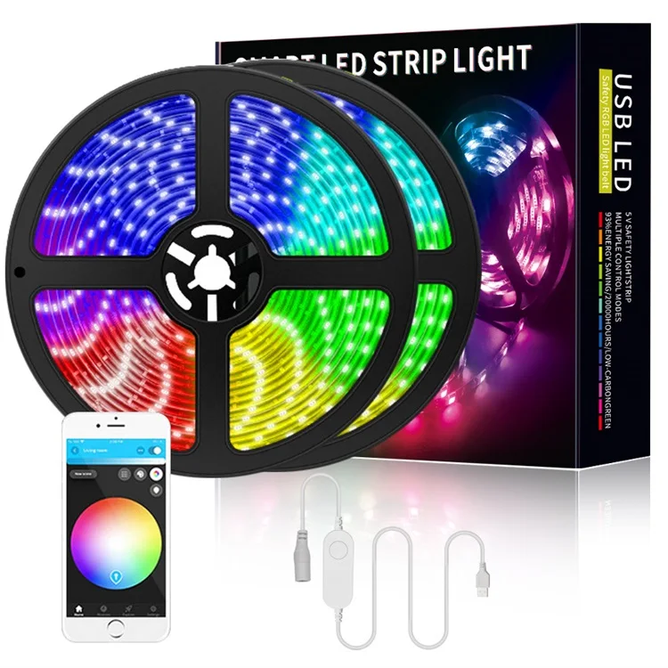 USB Led Strip Lights 5050 RGB Led Ribbon Lamp wifi smart APP 24Keys Remote control Decoration Party Bedroom TV Back Light