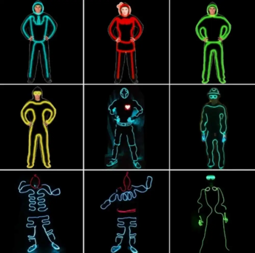 EL Wire Neon RGB Colour Lights LED Stroke Man Kit Innovation Luminous LED Cable for Holiday Wedding Halloween Christmas Party De
