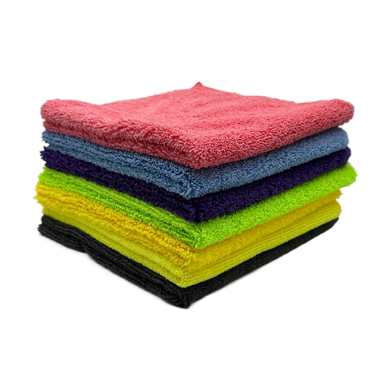 Custom logo quick drying super absorbent car cleaning cloth microfiber high and low piles towel