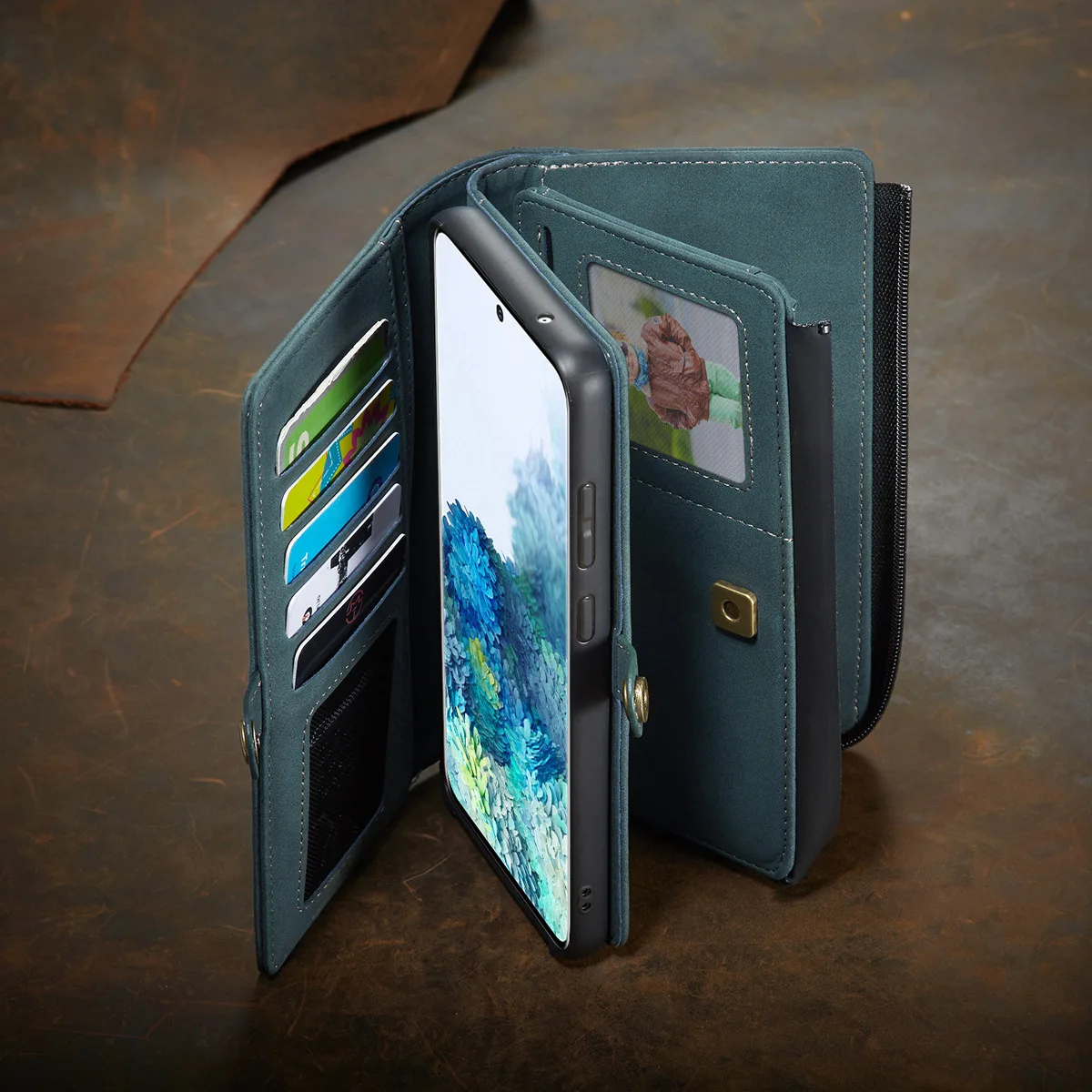 Phone wallet case leather phone case leather wallet floveme business leather wallet phone bag cases