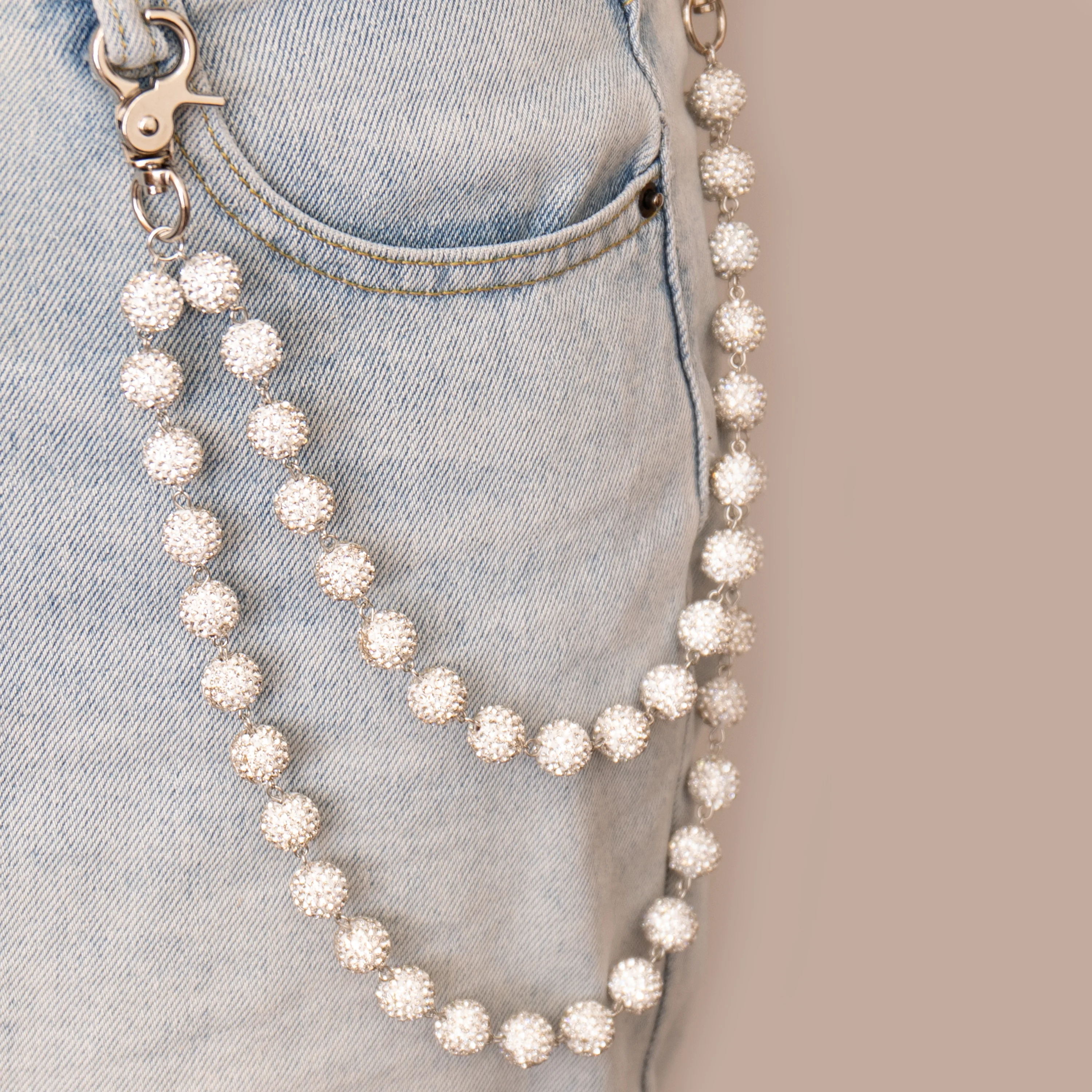 12 мм диско-шар многослойный кулон сумка для джинсов Карманный ремень цепи в стиле хип-хоп со стразами цепочка бумажник мужчин и женщин подарок