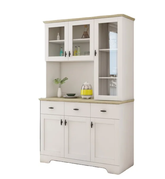 home furniture classical cupboard storage cabinet with glass door with wood frame