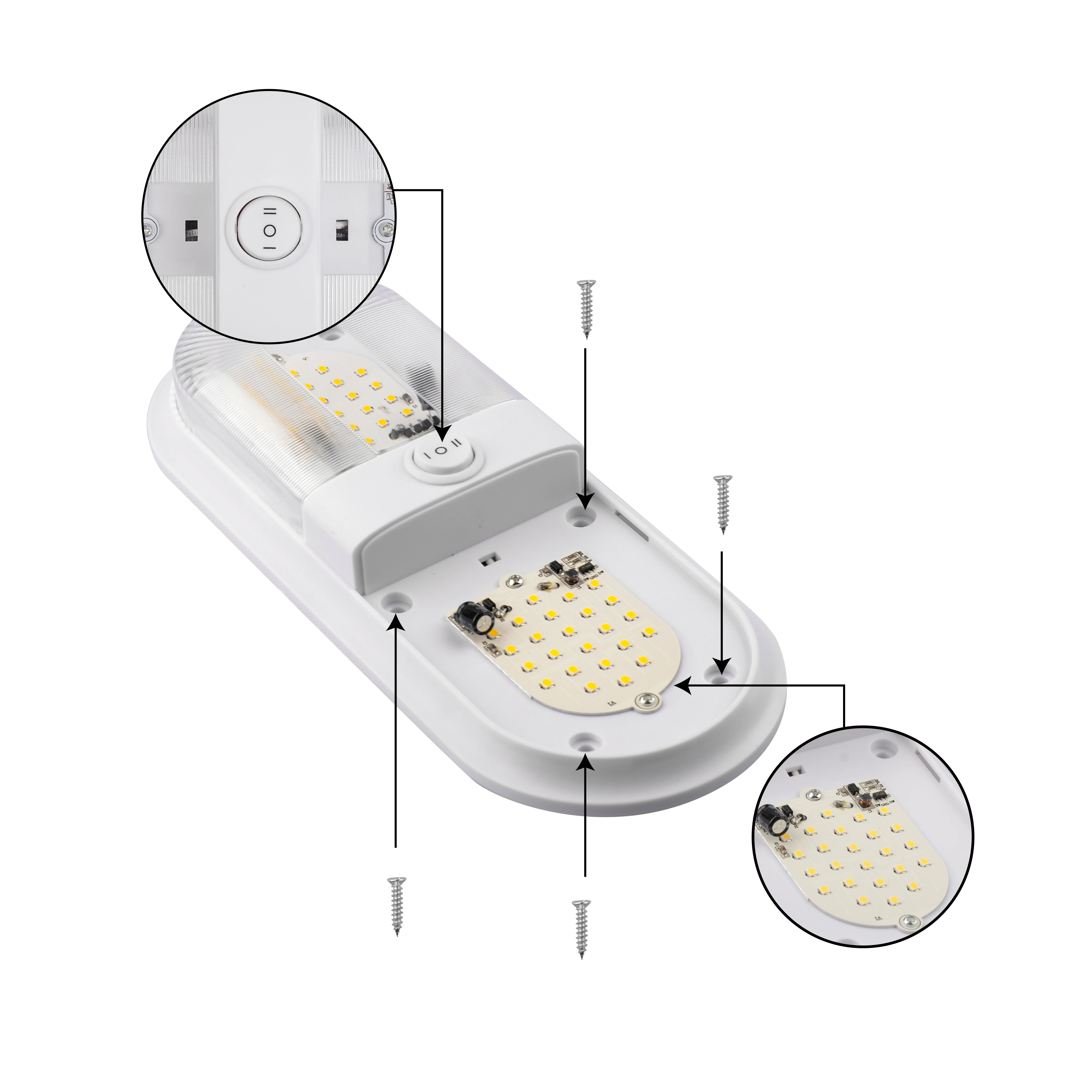 5 Pack RV LED Ceiling Double Dome Light Fixture ON/Off Switch Interior Lighting for Car/RV/Trailer/Camper/Caravan