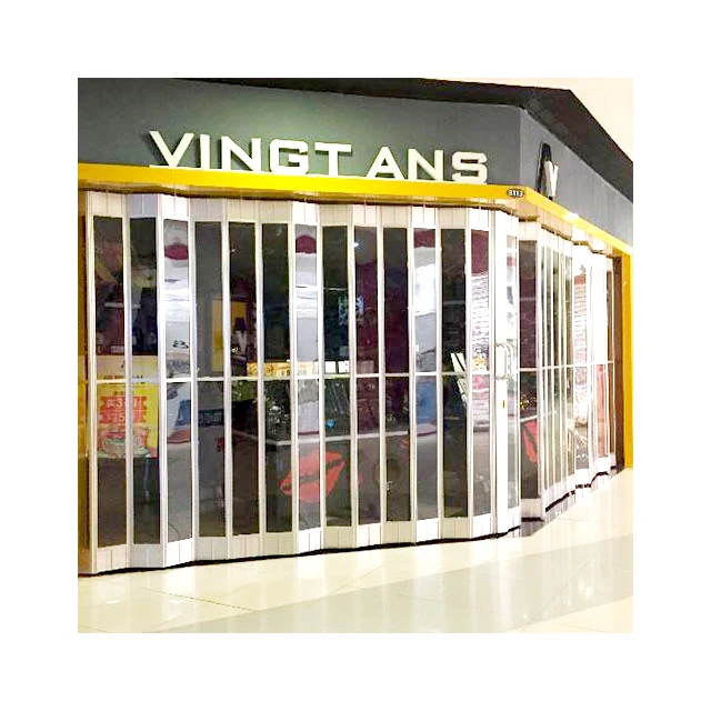 Elegant transparent PC aluminium curved folding door polycarbonate crystal plexiglass sliding door
