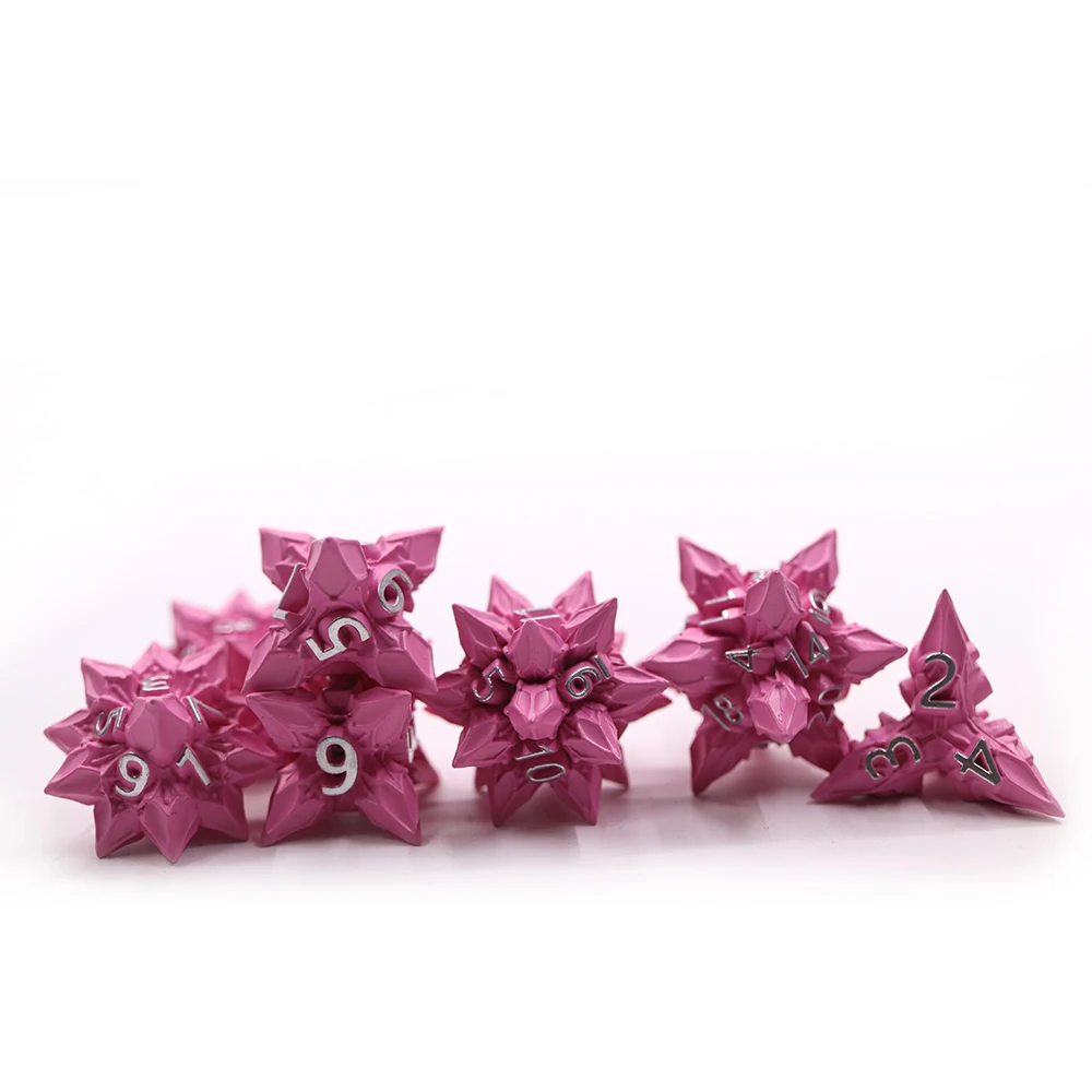 New Design Best Price Pointed Angle Soild Special-shaped Hot Pink Dnd Dice Set For RPG Board Game