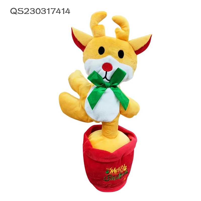 QS Shantou China Kids Electric Sway Dance Animal Toys Educational Christmas Talking Soft Plush Cartoon Toys With Music Light