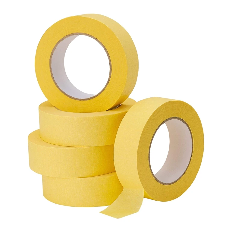 2024 Hot Selling General Purpose Bright Yellow Car Painting Masking Paper Adhesive Tape