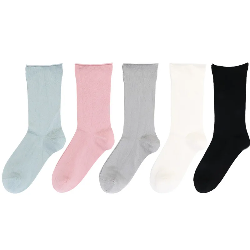 New Fashion High Quality Combed Cotton Women Korean design Silk Socks with Hand Linking