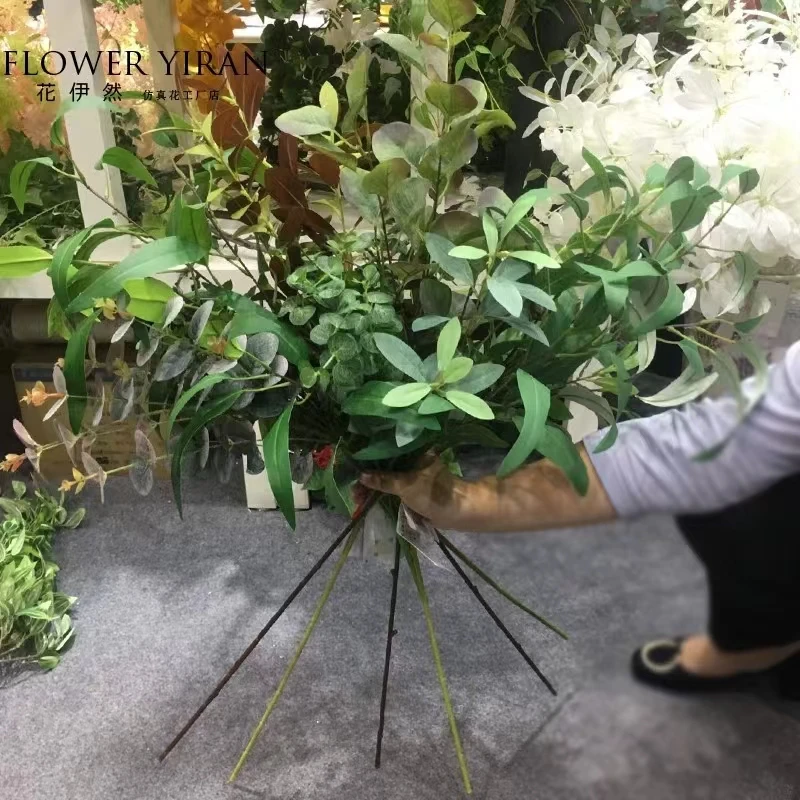 Hot Sale factory supply artificial 90cm single stem fabric olive leaf for decoration