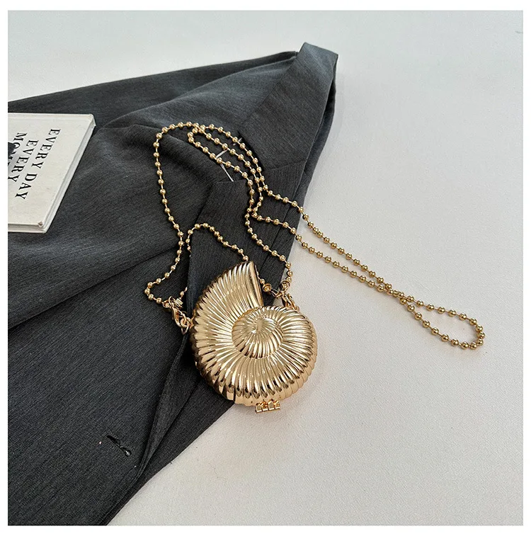 Gold Sliver Sling Shell Bags Party Wedding snails Crossbody Bags For Women Conch Purse zine alloy Small Cute chain Clutches 2024