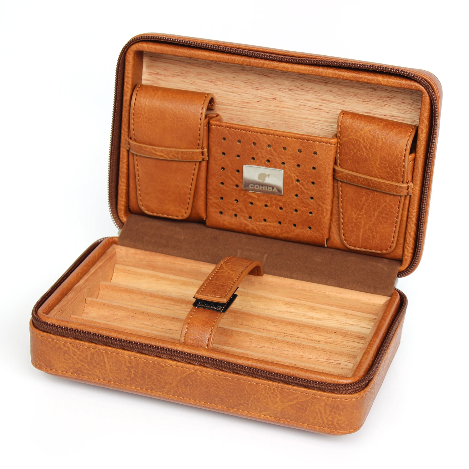 Portable Cigar Packaging Case leather cigar humidor portable travel case for cigars
