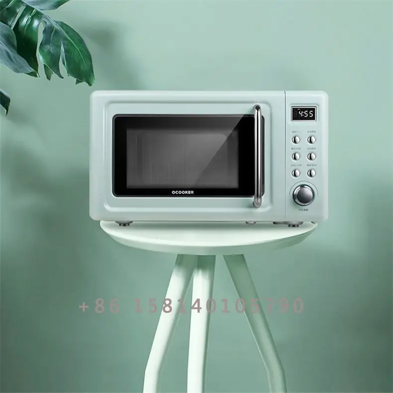 Glass Turntable Retro Countertop Power Level Microwave With LED Display Kitchen Electric Microwave Oven