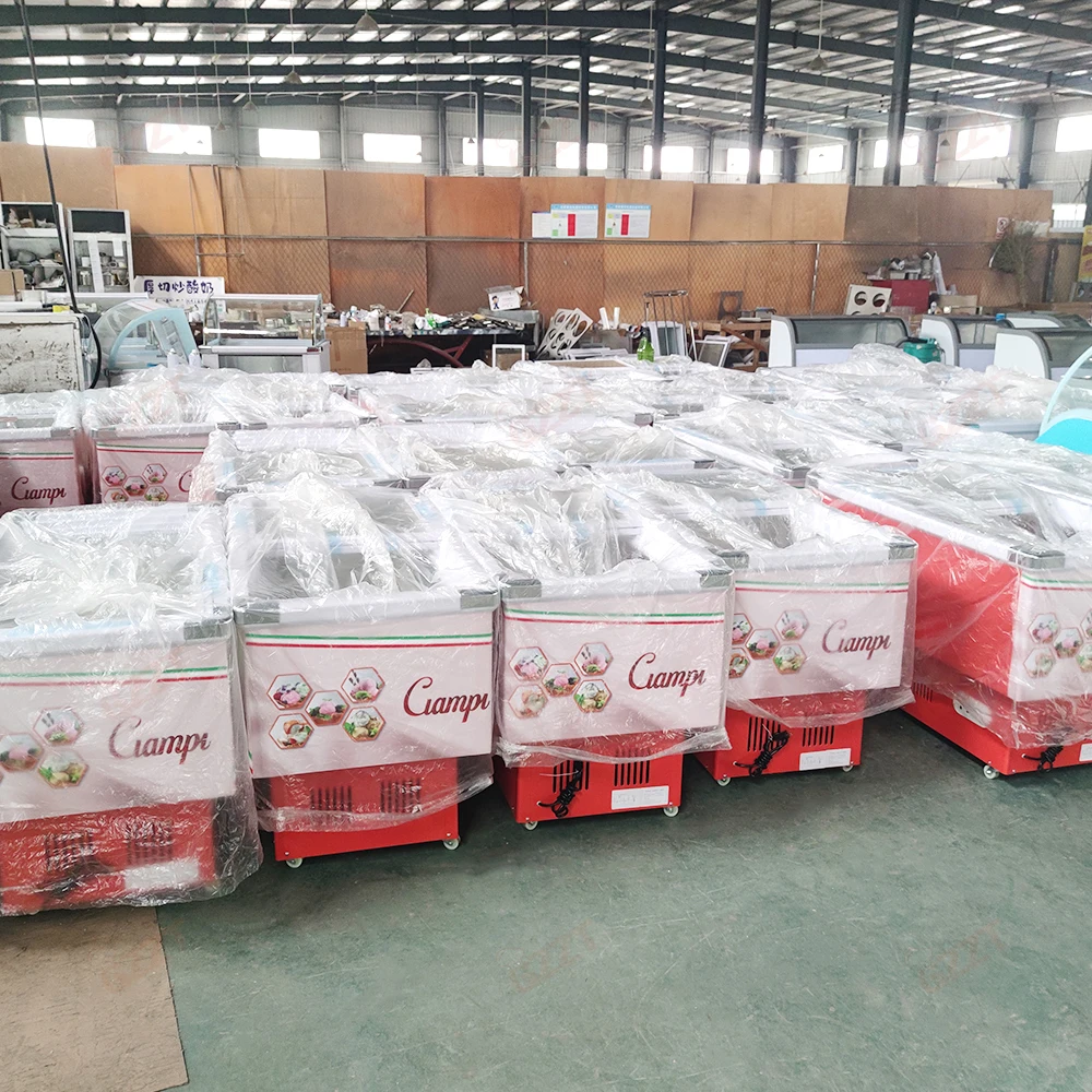 Economical Commercial Popsicle Fridge Fried Yogurt Ice Cream Gelato Display Showcase Refrigerator Freezer 7-Level Temperature