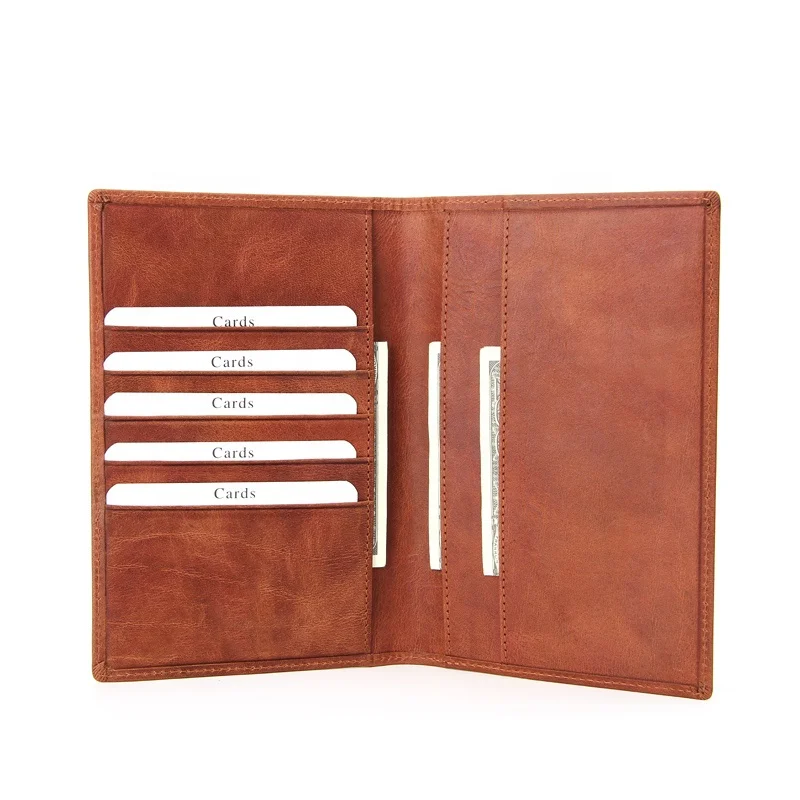Wholesale factory direct Genuine Leather Passport Holder, leather wallet for travelling