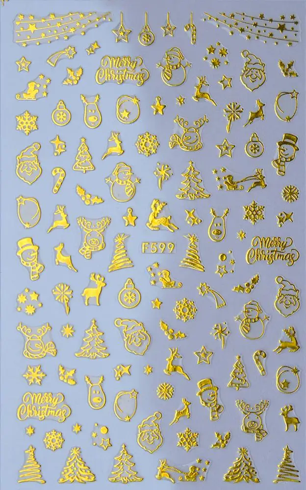 Nail Art Decals Halloween Gold Skull Sticker Christmas Snowflakes Nail Stickers for Nail Decoration