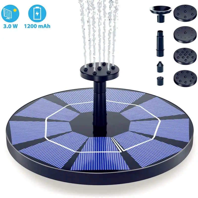 Free Standing Portable Floating 3W Solar Water Fountain Pump For Bird Bath Garden Pool Outdoor With Battery Backup