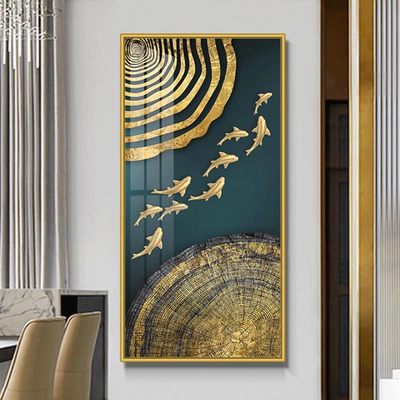 New gold leaf lotus leaf hand-painted canvas glass crystal porcelain painting