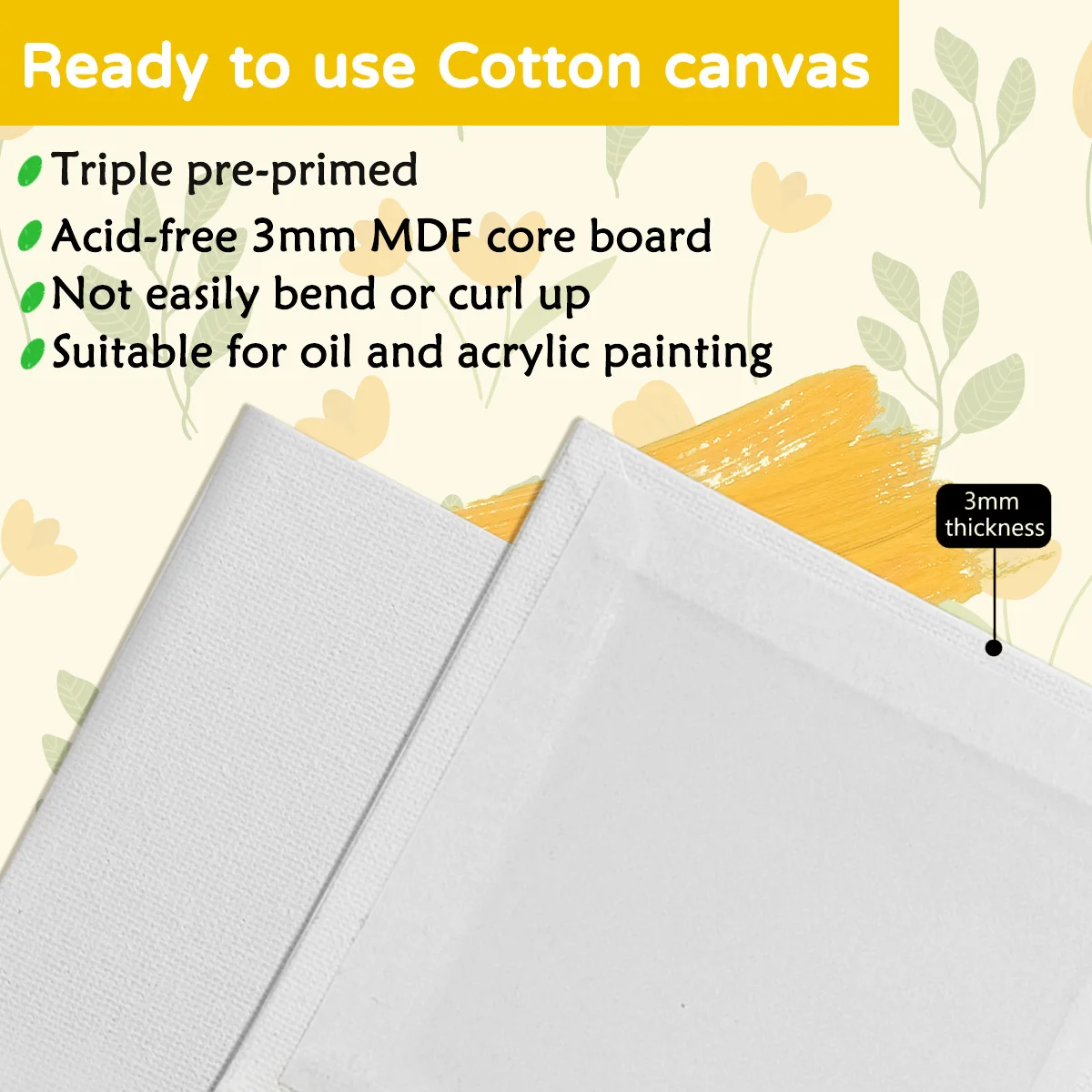 18X24CM Canvas for Painting, Professional  Artist Triple-Primer Blank White Flat Canvas, Canvas Boards for Acrylics Painting,Oil