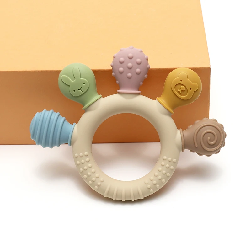 New Arrival Food Grade Cute Silicone Bpa-free Palm Teething Ring toy Silicone For Your Smart Baby