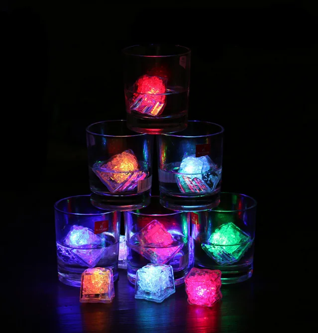 7 Color LED Ice Cubes Flash Auto Changing Colorful Crystal Cube Water-Activated Light-up For Bar Party Favor