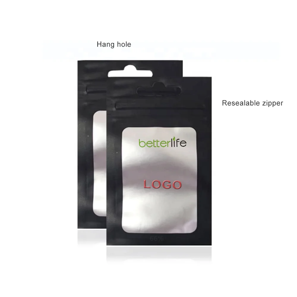 Hot Sale Factory Supply Black plastic Ziplock Bags for Phone Case Small Plastic Bag Frosted Plastic Jewelry Bags With Hang Hole