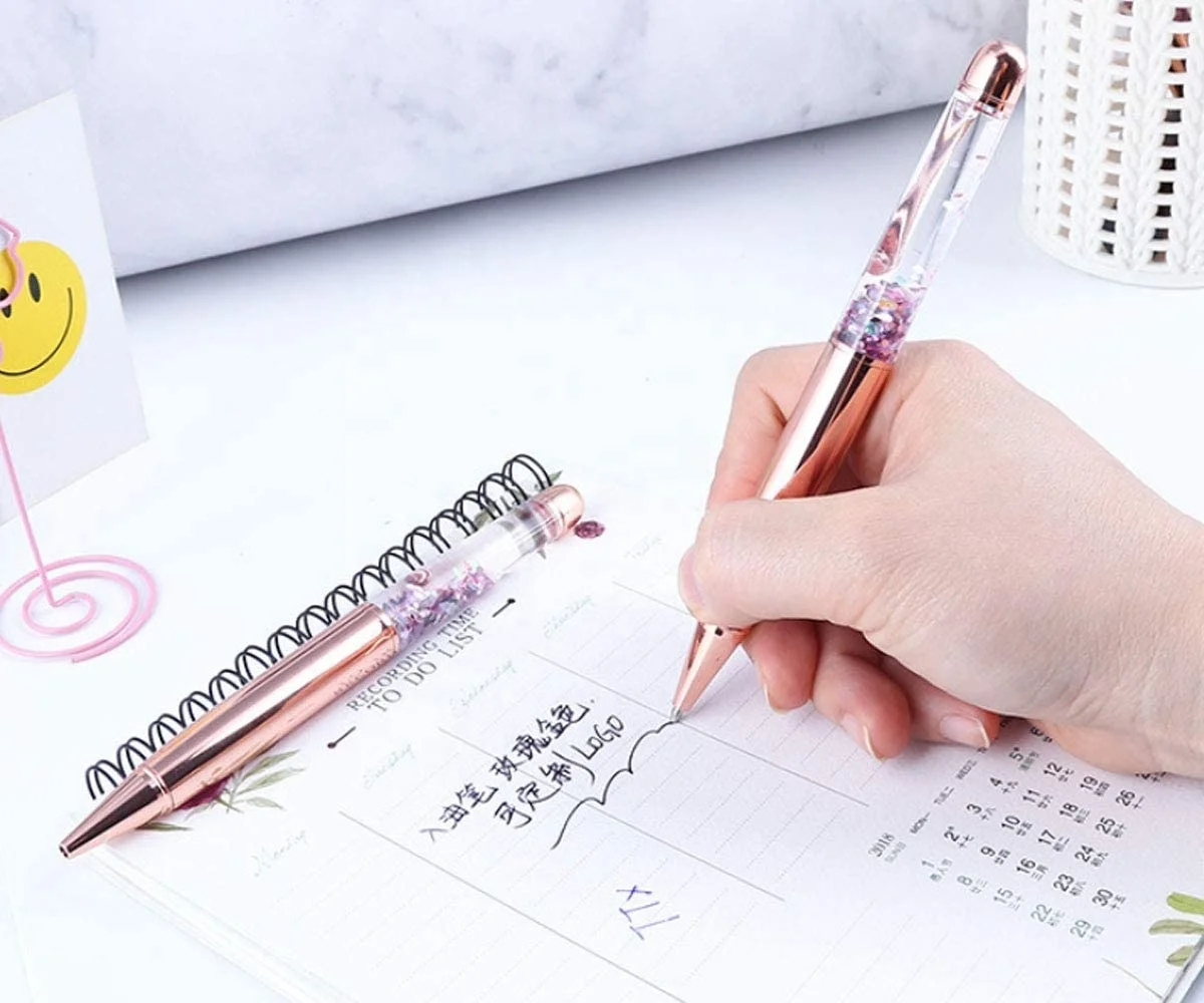 Самодельные градиентные шариковые ручки, индивидуальный логотип, плавающая ручка для письма