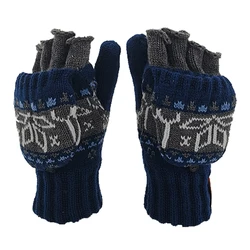 winter mittens fashion jacquard knitting thinsulate lining half finger adult magic knitted mitten