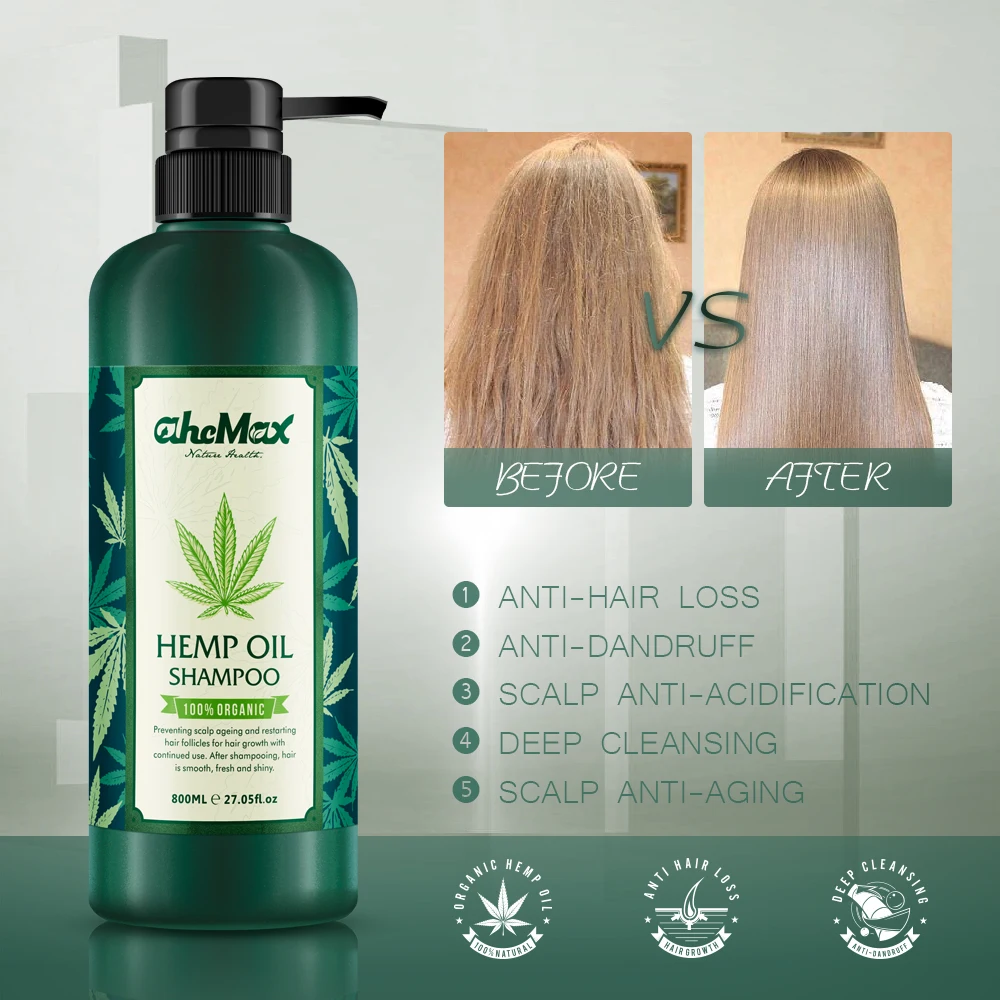 AHCMAX Factory Direct Hair Hemp Seed Oil Coconut Oil and Olive Oil Restart Hair Follicles for Hair Growth Anti Aging Shampoo