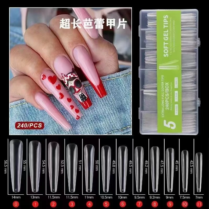 Private Label False Nail Long Press On Nails  Pink For Women And Girls