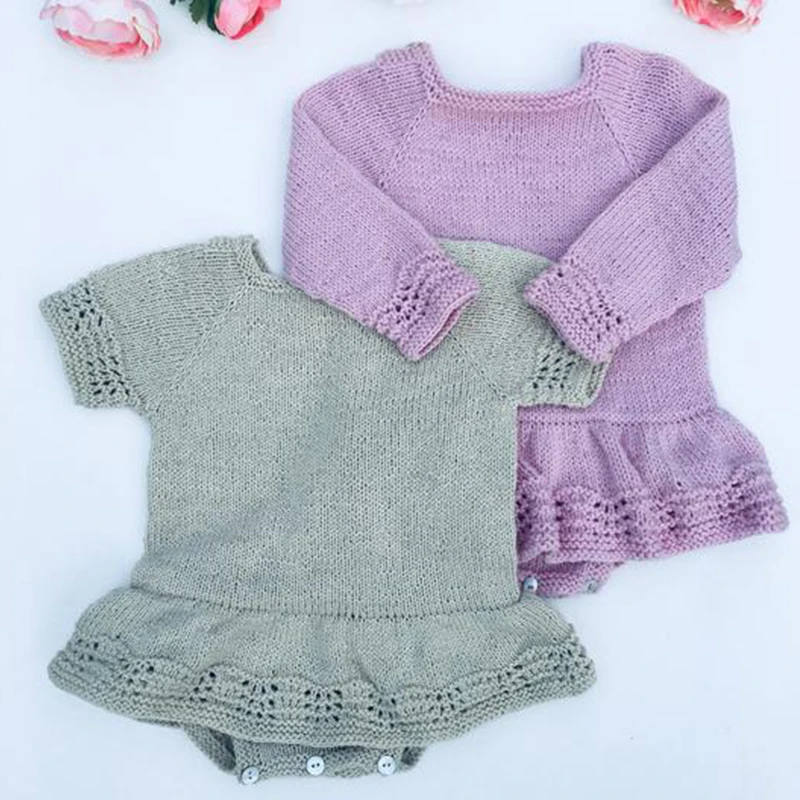 British style baby dress set Cotton baby knit skirt Vintage lace baby sweater