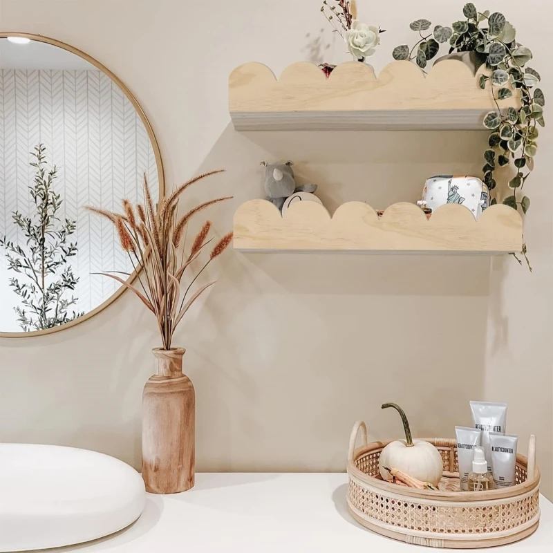 Versatile Nursery Floating Book Shelf Set Wall Mounted Wood Floating Shelves For Decor