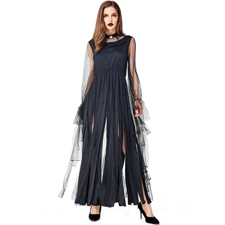 
KEYIDI Evil Witch Black Tassel Party Hosting Dress Halloween 