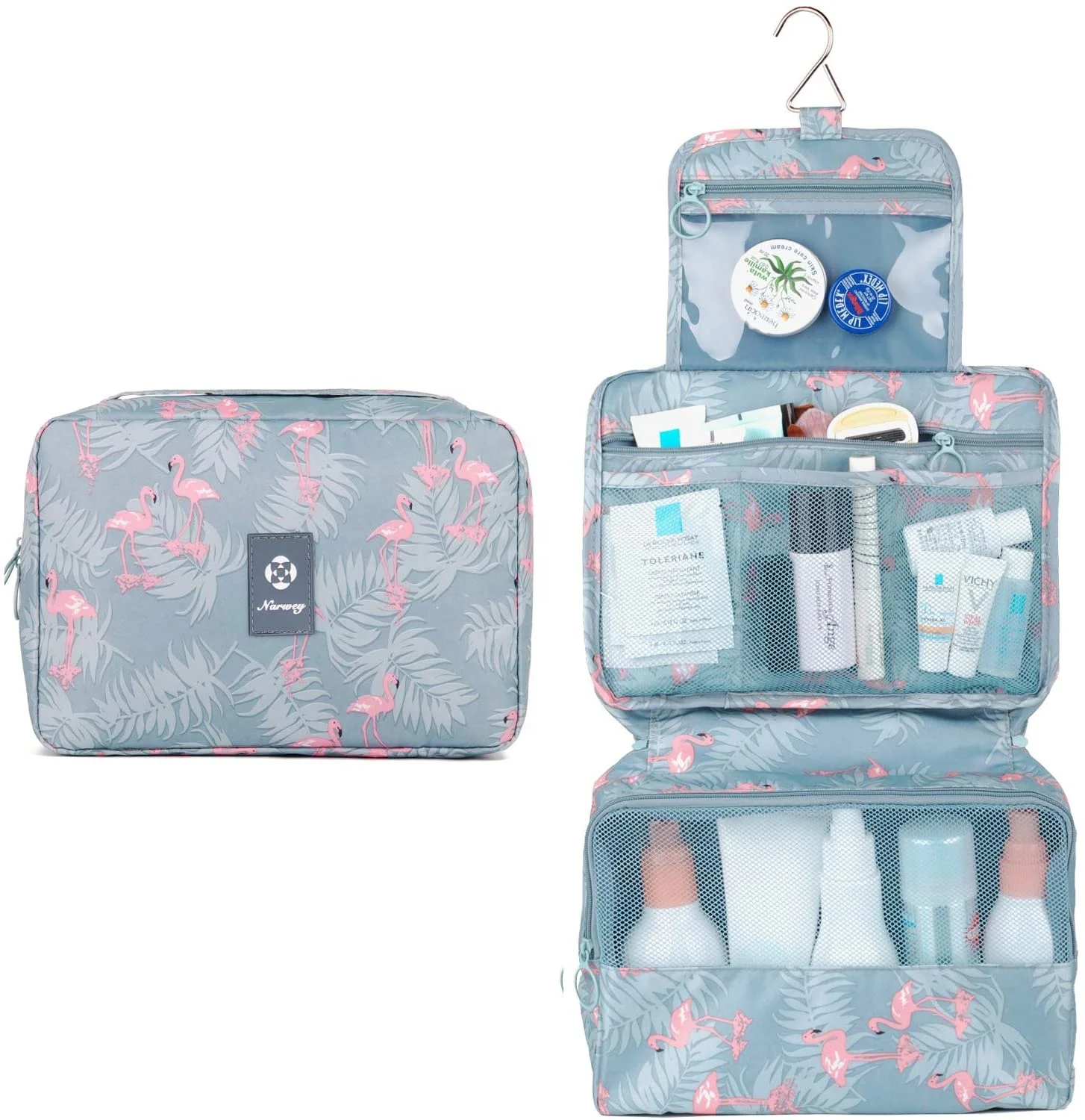 Hanging Toiletry Bag  Compact Travel Washing  Bag for Men Women Foldable Mens Hygiene Bag with 3 Compartments  Waterproof Travel