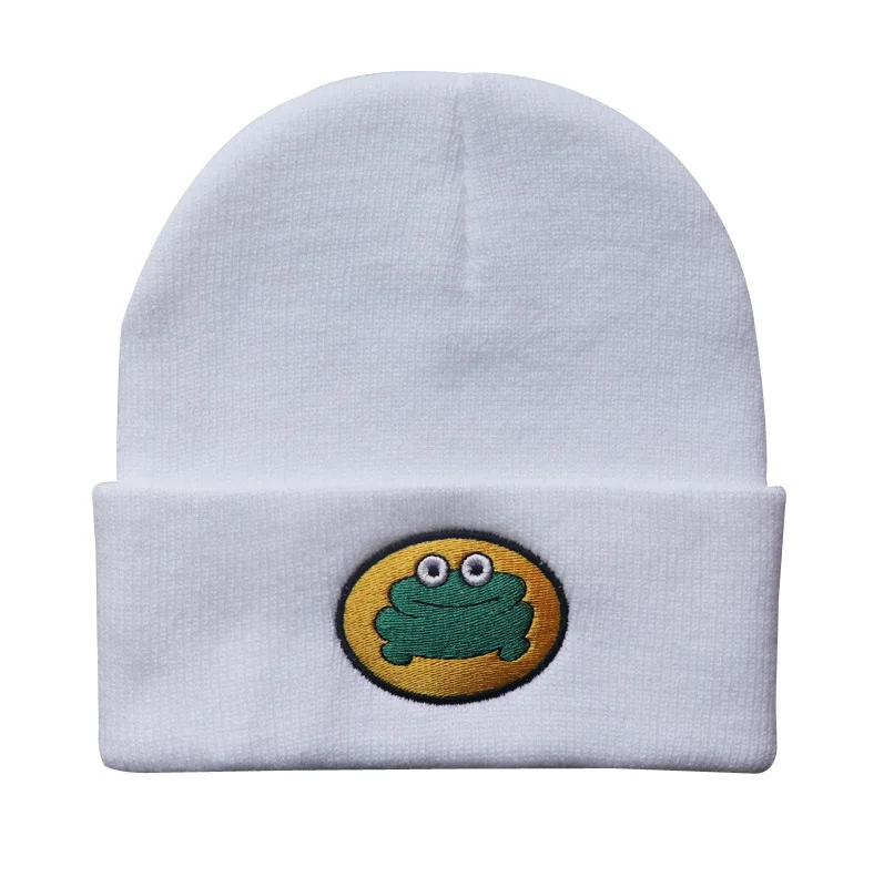 Custom Cartoon Frog Beanie Hat Unisex Custom Logo Embroidered Cheap Acrylic Knitted Beanie Hat
