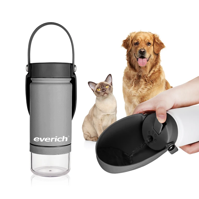 Large Mouth Outdoor Leakproof Stainless Steel Dog Water Bottle Drinking Feeder for Pets Walking with Outlet/Return Hole