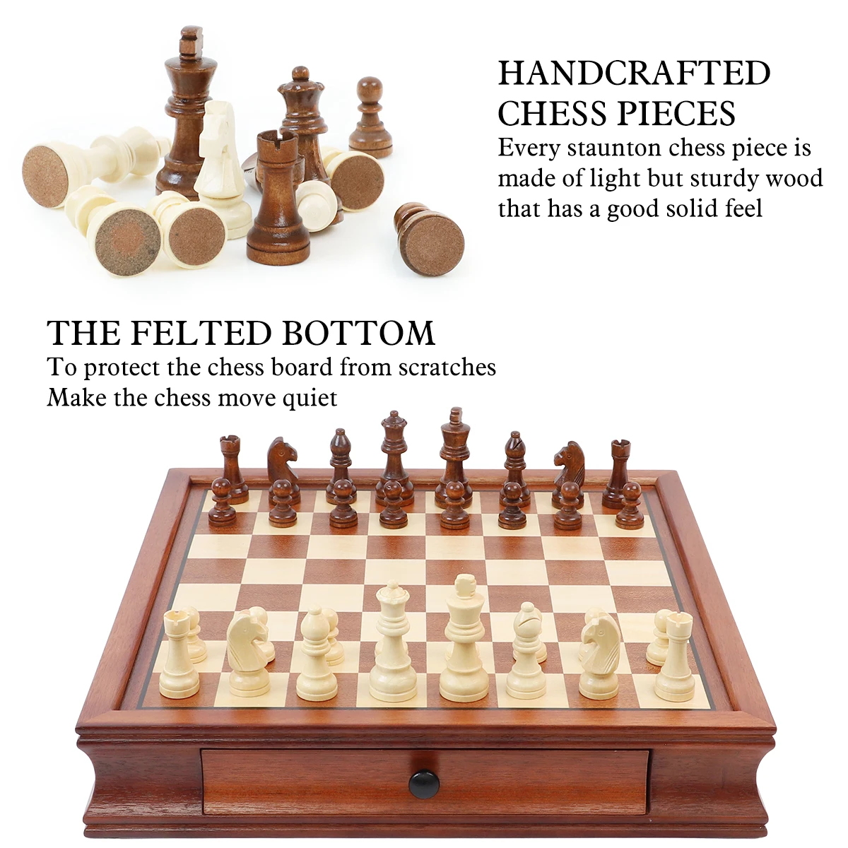LEAP luxury chess table set 40*40*7.5cm Magnetic chess board 7.6cm 3inch King tall  34 staunton chess set pieces
