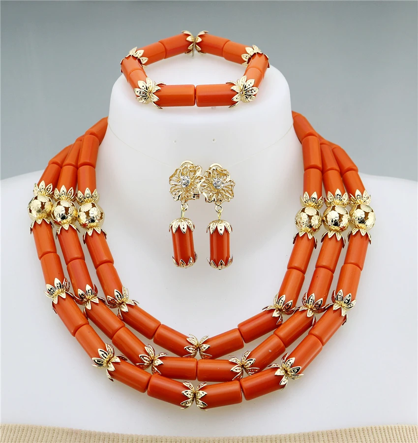 Hot selling nigerian beads jewelry sets african party jewelry sets for ladies party