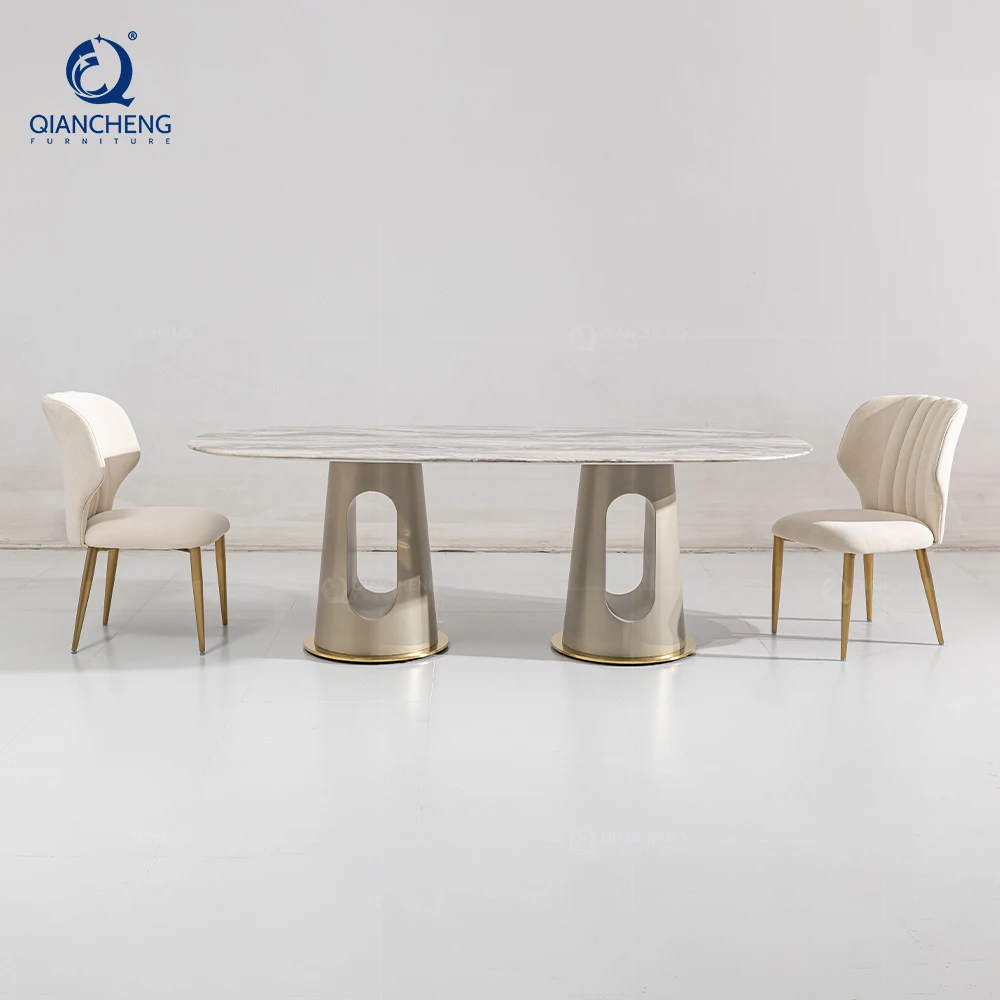 Wholesale nordic white marble top stainless steel dining table restaurant luxury gold dining 4 chairs and tables set