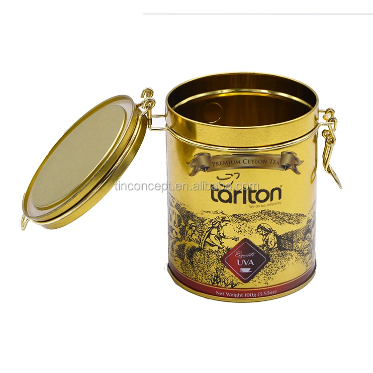 Factory Supply Gold Hinged Lid Copper Tea Tins For Storage