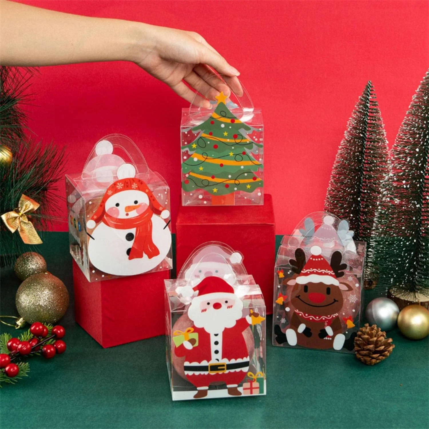 2022 New Design hotly sold Transparent Christmas Cookie  Boxes Doughnut Gift Boxes Bakery Box For Party Supplies