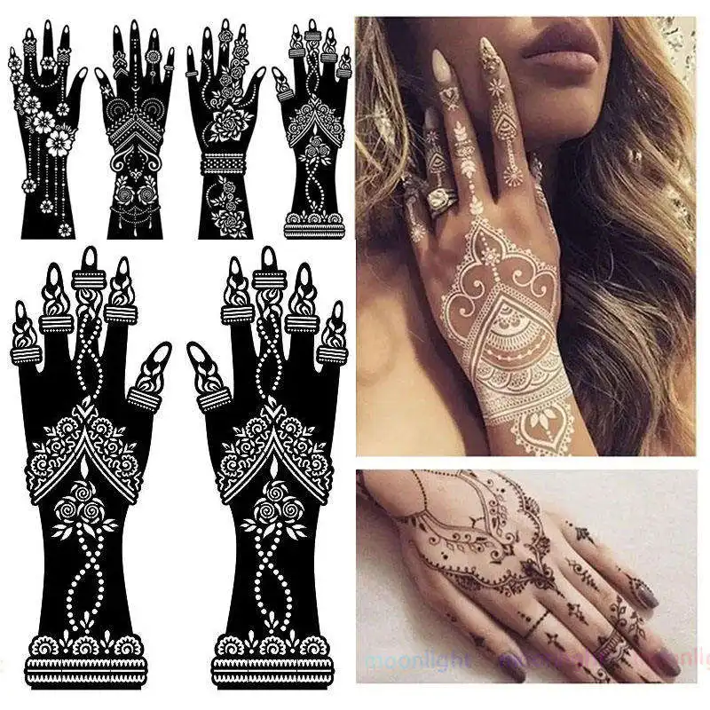 Foot Henna Tattoo Stencils Red Tattoo Templates Reusable For Women Teens Girls
