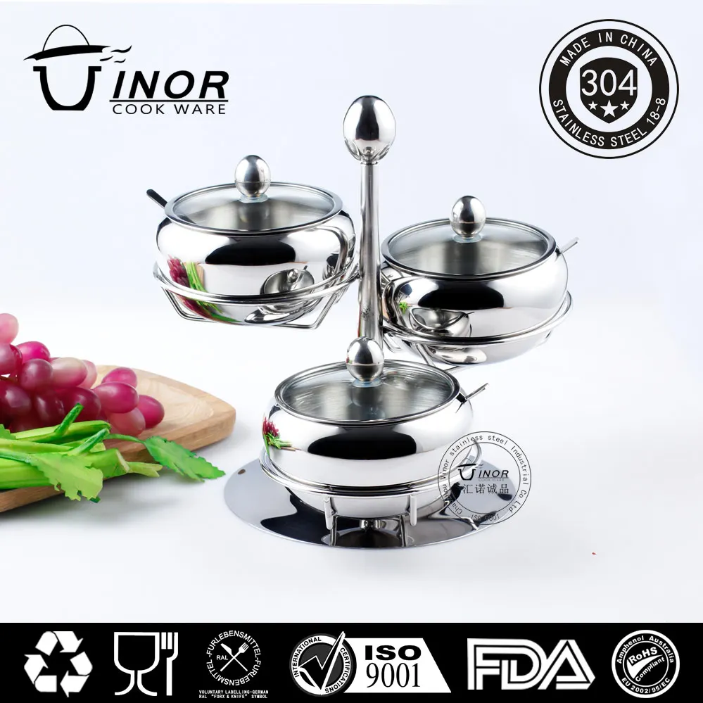 seasoning container salt and pepper set from stainless steel