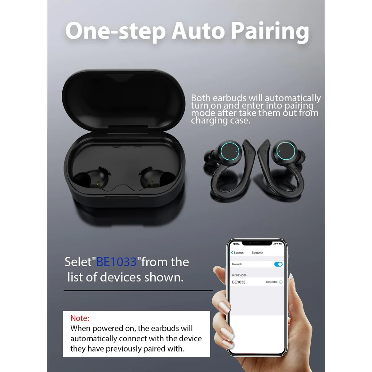 Wireless Earbuds Headphones Charging Case True Wireless Earbuds Earbuds Noise Cancelling with Microphone for Outdoor Running