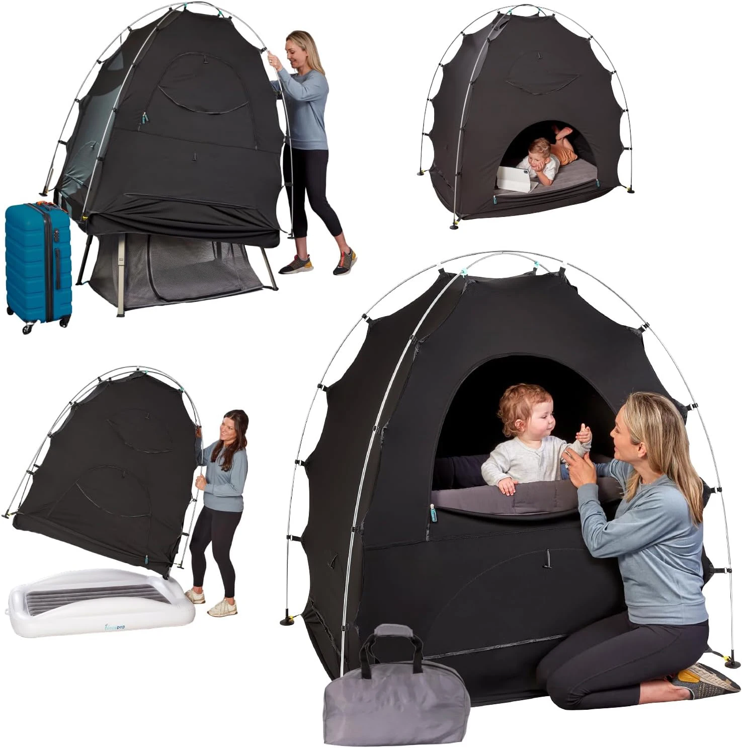 GodsWord Indoor Baby Blackout Sleep Tent Portable Travel Crib Blackout Canopy Baby Sleep Pod Slumber Tent Block Out 90% Light