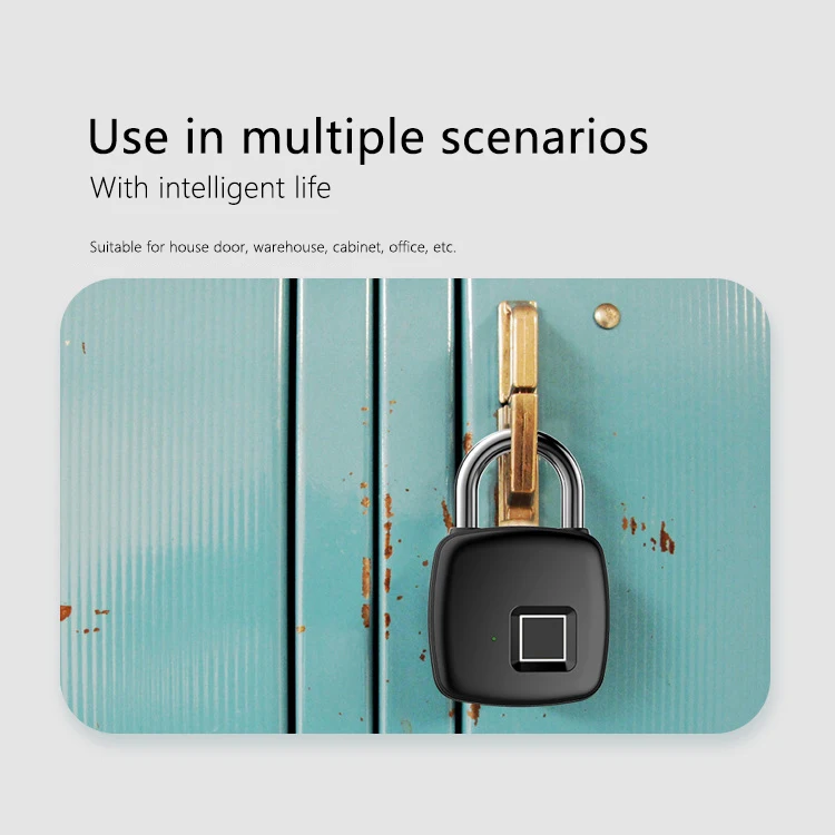Portable Biometric Usb Rechargeable Security Smart Fingerprint Electronic Padlock for Bags and Luggage
