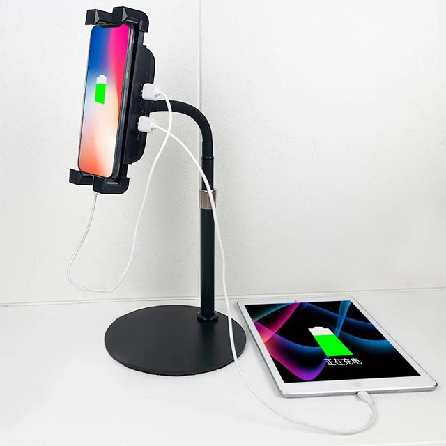 
display security adjustable height mobile stand desktop tablet holder with 10000mah power bank charging 