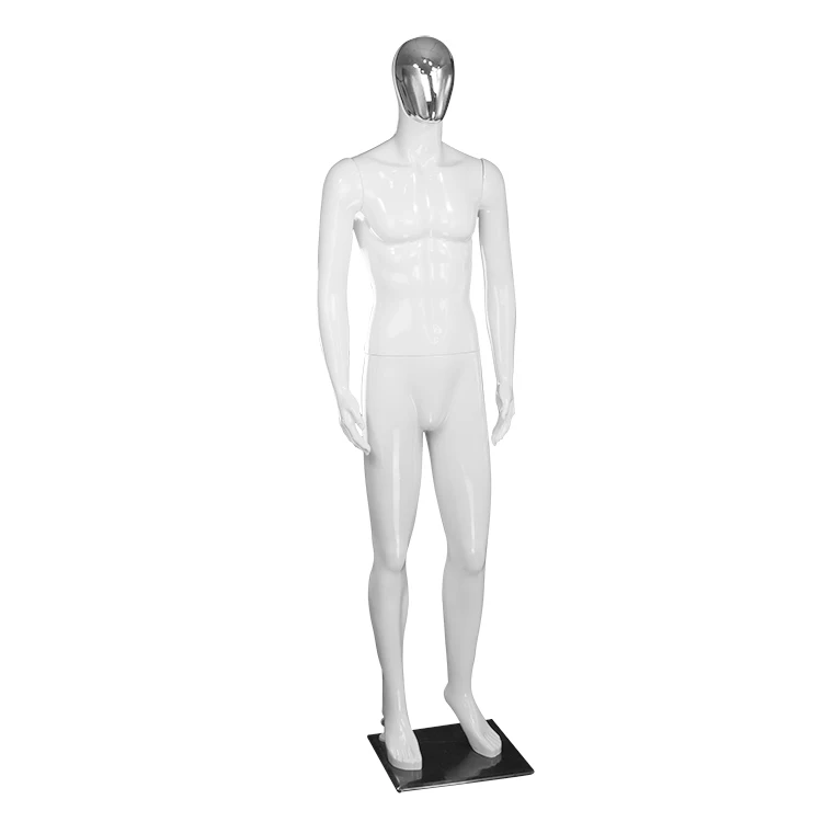 vivi plastic shinning white metal face man model whole body male mannequin